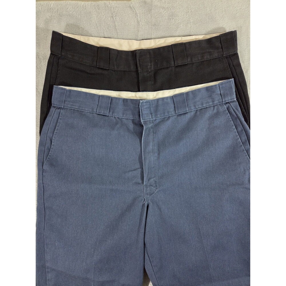 CROPPED Lot of 2 Dickies 874 original fit work pants 35x26 Navy Black Casual